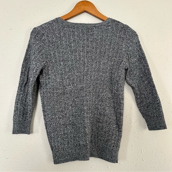 🦋 Karen Scott Grey Mid Sleeve V-Neck Sweater Top Small - Picture 3 of 6